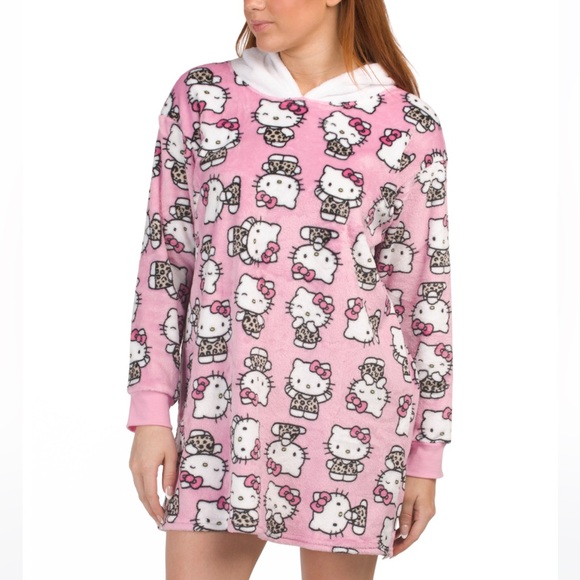 New Hello Kitty Pink plush Snuggle Hoodie - Picture 1 of 3